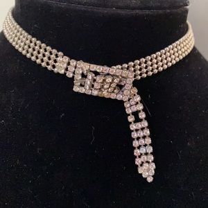 Old Art Deco  Rhinestone Belt Vtg Necklace.